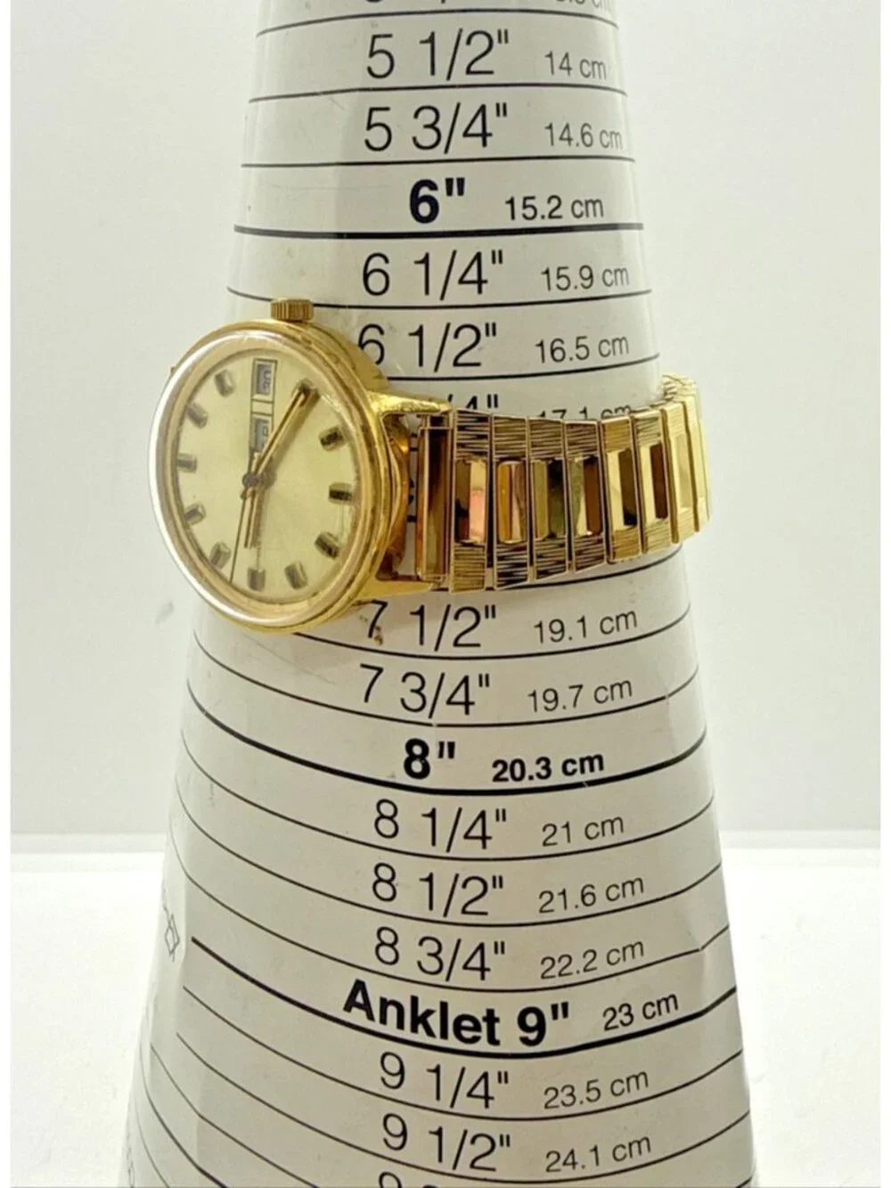 Vtg 70s Original Timex Marlin Day & Date Mechanical Wind Watch Gold Tone Stretch